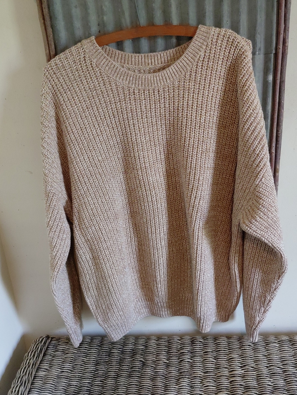 Sonoma Khaki/White Crewneck Sweater